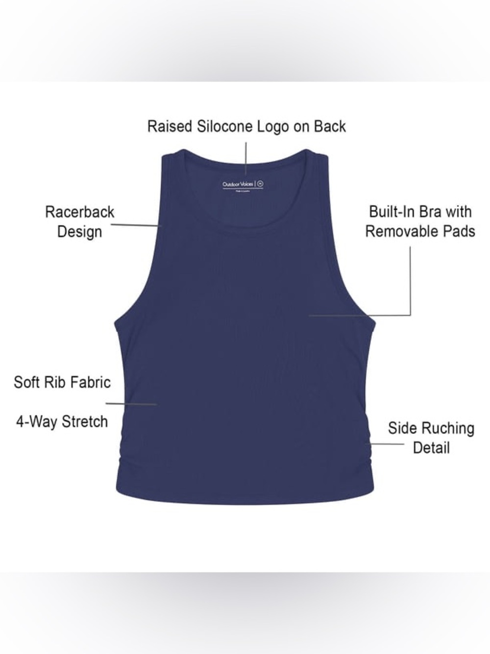 Outdoor Voices Navy Ribbed Racerback Tank - Picture 3 of 15